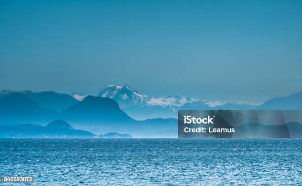 View Of The Coast Mountains Of Continental British Columbia From Vancouver Island North Of Nanaimo Canada Stock Photo - Download Image Now
