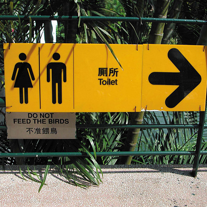 Hong Kong, China - March 19, 2002: Toilet sign in Hong Kong, China