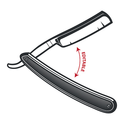 Open Blade Razor Labelled Razor Blade Emblem Stock Illustration - Download Image Now - Razor ...