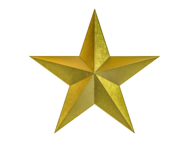 istock Golden Christmas Star isolated on white Background. 3D rendering 840600762
