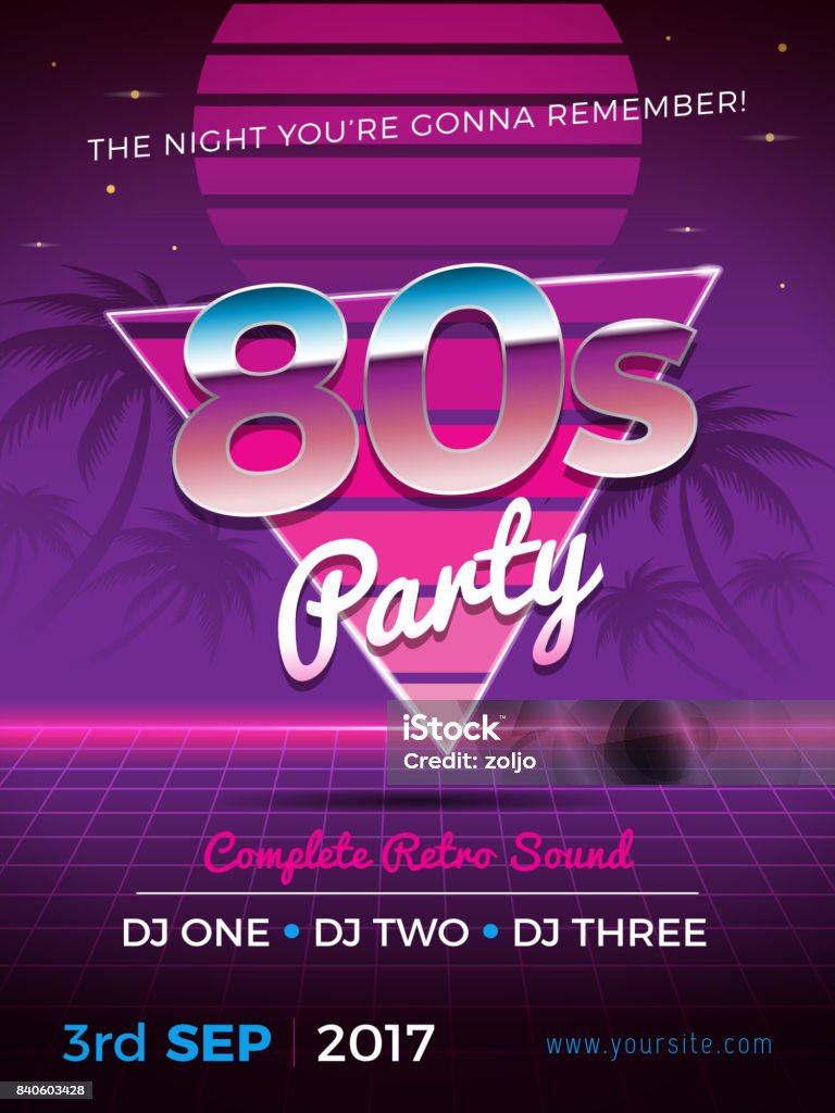 80s Party 80s party retro flyer design vector illustration 1980-1989 stock vector