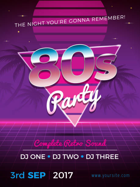 80s Party 80s party retro flyer design vector illustration 1980s style stock illustrations