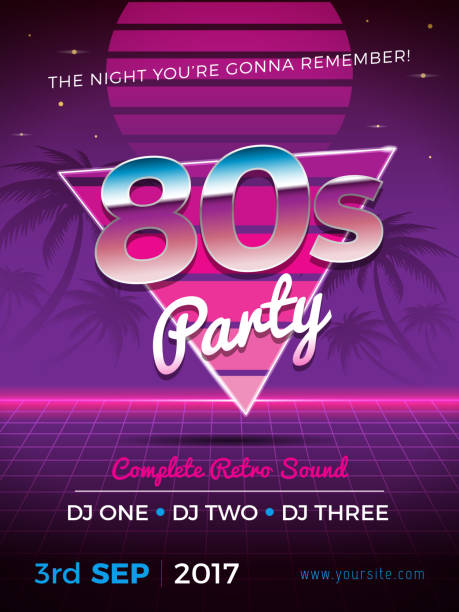 80s Party 80s party retro flyer design vector illustration 80s stock illustrations