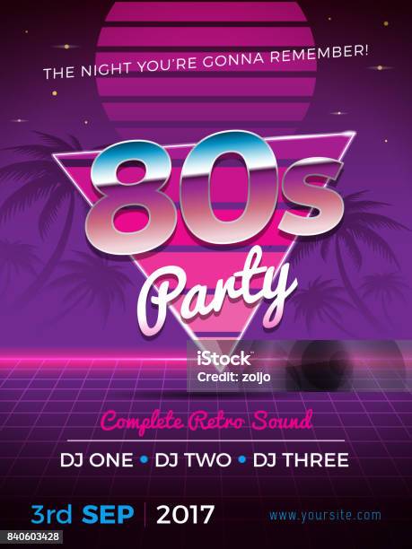 80s Party Stock Illustration - Download Image Now - 1980-1989, Party - Social Event, Retro Style