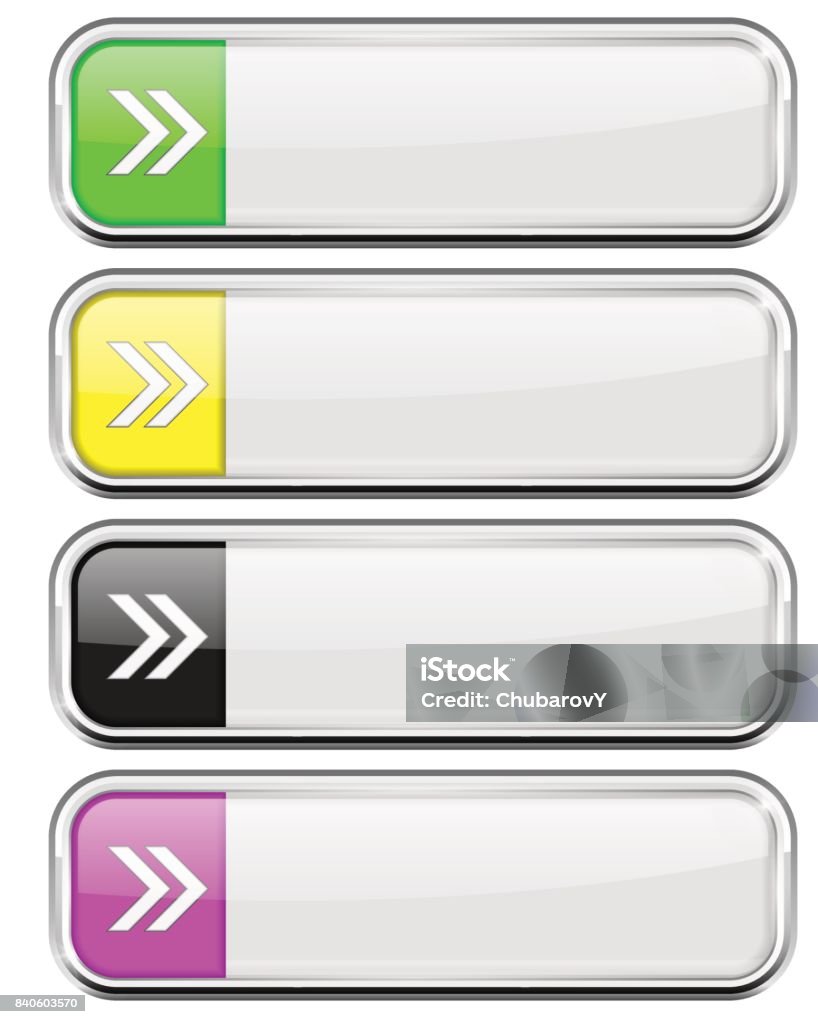 White Buttons With Colored Tags Menu Interface Elements With Metal ...