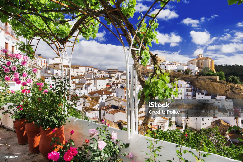 View of Setenil de las Bodegas, Andalucia, Spain View of Setenil de las Bodegas village, one of the beautiful white villages (Pueblos Blancos) of Andalusia, Spain Setenil Stock Photo