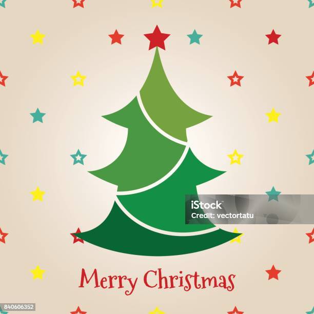 Colorful Chrismas Tree On Stars Background Stock Illustration - Download Image Now - 2015, Abstract, Art