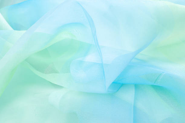 istock The texture of the silk fabric, blue light green pattern 840607436