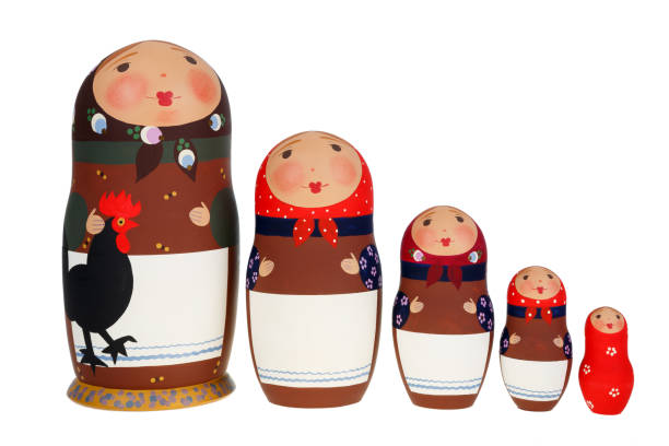 istock 5 Russian dolls Babushka Matrioshka isolated on white background 840619554