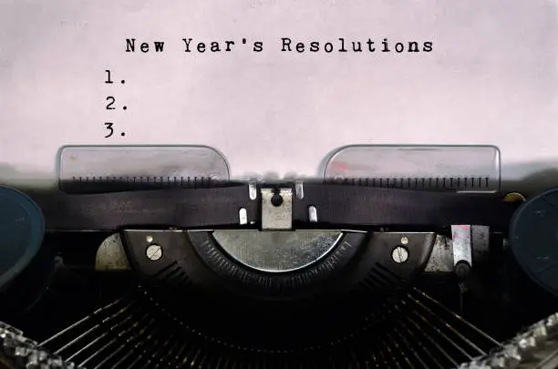 Photo of New Year's Resolutions Typed on a Vintage Typewriter