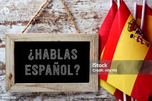 Foto de Pergunta Hablas Espanhol Você Falar Espanhol e mais fotos de stock de Espanha - Espanha, Espanhol, Aprender