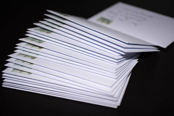 Large stack of blank envelopes or mail