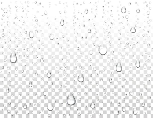 реалистичные чистые капли воды на изолированном фоне. чистая вода капли конденсата. паровой душевой конденсат на вертикальной поверхности - wet dew drop steam stock illustrations