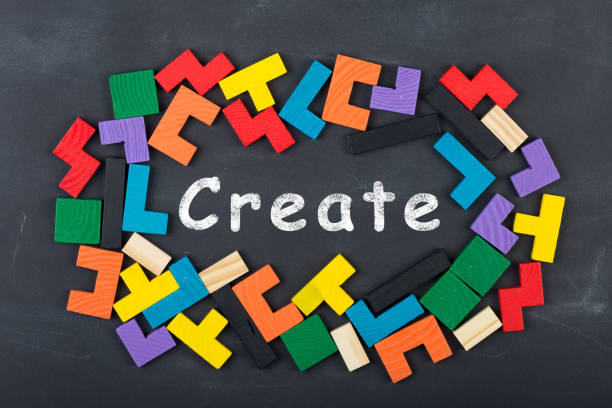 istock Business creative idea concept - inscription and jigsaw blocks on the blackboard 840633014