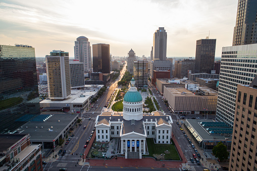 Aerial image of the Old Courthouse St Louis