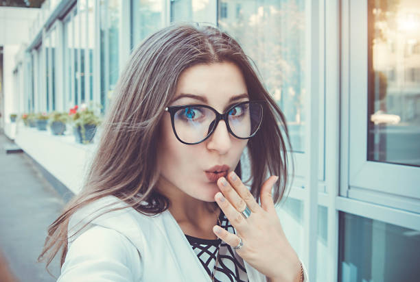 istock Beautiful excited woman making selfie 840635364