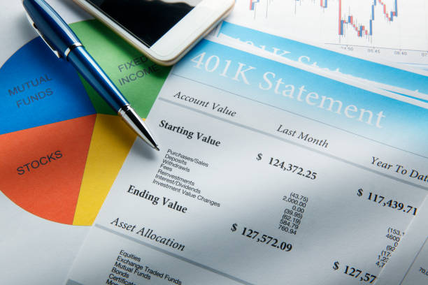istock Pen Resting On Top Of 401k Retirement Statement And Pie Chart 840644250