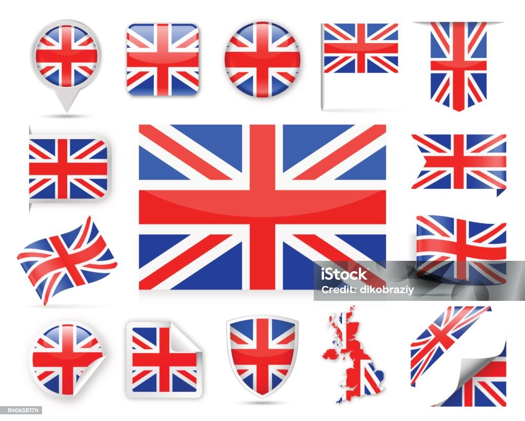 영국 국기 벡터 세트 영국 국기에 대한 스톡 벡터 아트 및 기타 이미지 - 영국 국기, 국기, 코너 - Istock