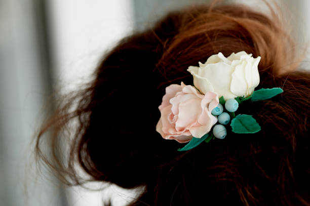 istock Hair in a bun.Hair accessory handmade. Close. Face not visible 840661856