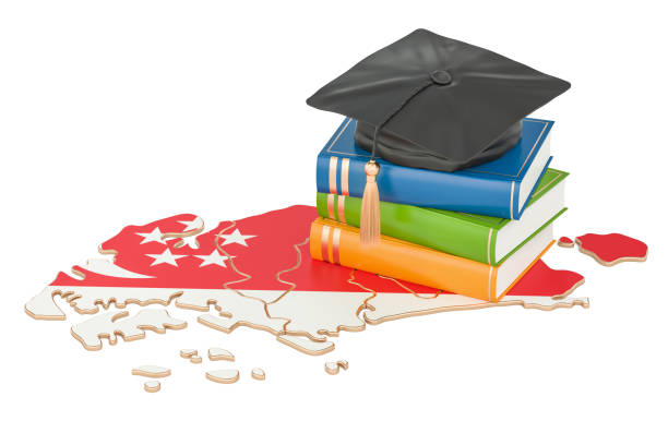 Education in Singapore concept, 3D rendering isolated on white background