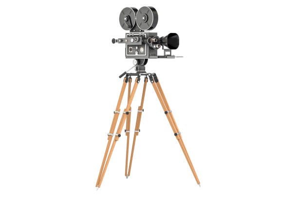 istock Old movie camera, closeup. 3D rendering isolated on white background 840665324