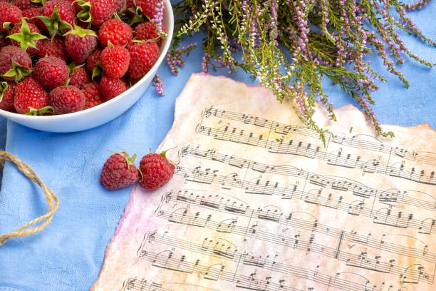 istock Notes and raspberries on the table, breakfast, good mood, opening, background 840669014