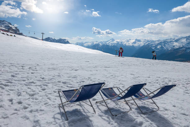istock Comfy relax lounge at ski resort 840685988