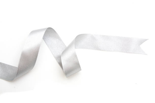 istock silver ribbon bow in bright silver white grey color isolated on white background 840686036