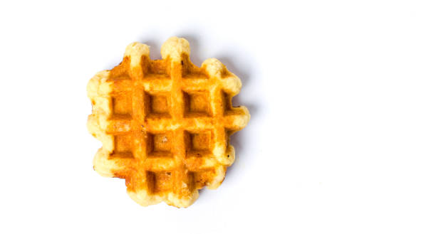 istock Baked waffles isolated on white background 840689142