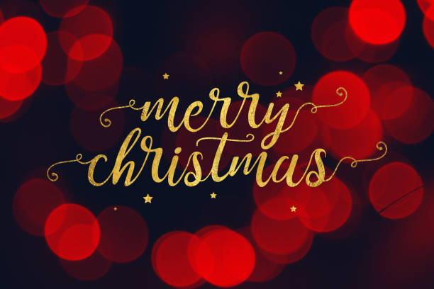 istock Merry Christmas Script and Stars with Red Bokeh Lights Background 840707458