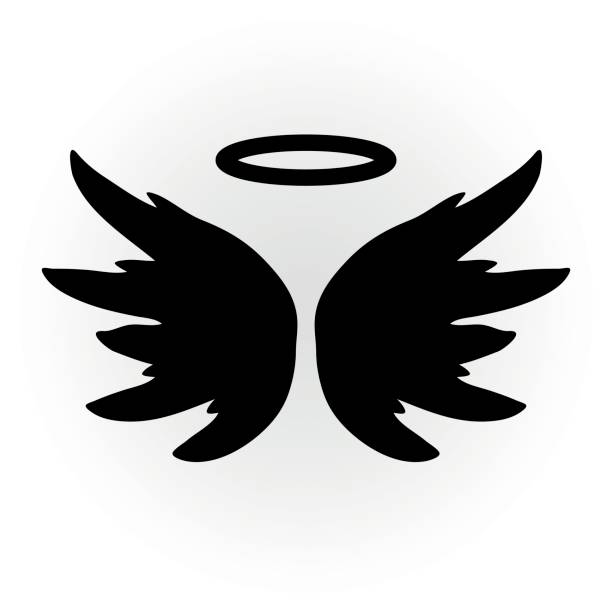 abstrakcyjny obraz anioła. skrzydła i halo. obiekt izolowany. wektor ikon. - religious icon stock illustrations