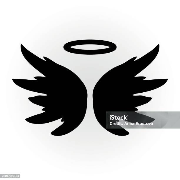Abstract Angel Image The Wings And Halo Isolated Object Icon Vector Stock Illustration - Download Image Now