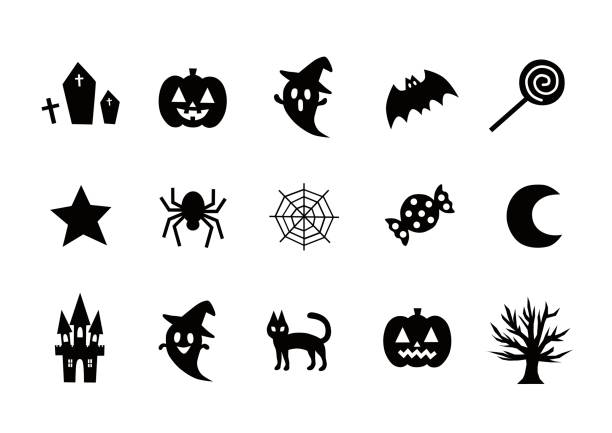 ilustraciones, imágenes clip art, dibujos animados e iconos de stock de ilustración de halloween(icon) - fantasma ilustraciones