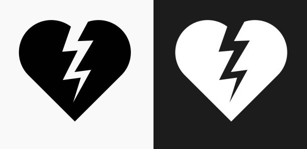 Heartbreak Icon on Black and White Vector Backgrounds Heartbreak Icon on Black and White Vector Backgrounds. This vector illustration includes two variations of the icon one in black on a light background on the left and another version in white on a dark background positioned on the right. The vector icon is simple yet elegant and can be used in a variety of ways including website or mobile application icon. This royalty free image is 100% vector based and all design elements can be scaled to any size. broken heart stock illustrations
