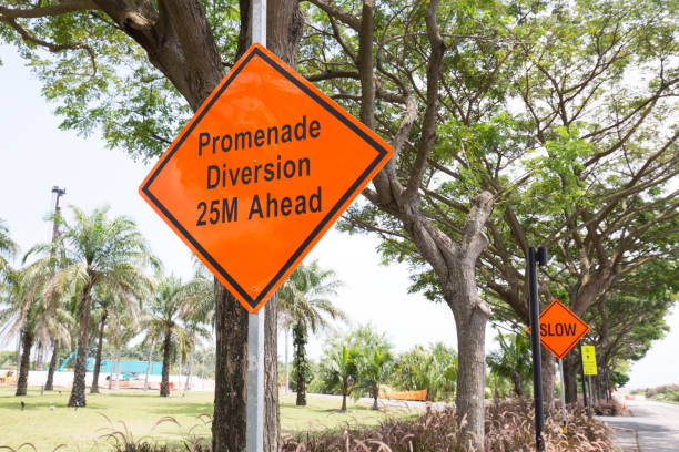 istock orange diamond traffic sign on road 840725610