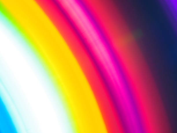istock Close up view of CD reflection multicolor light spectrum 840733368