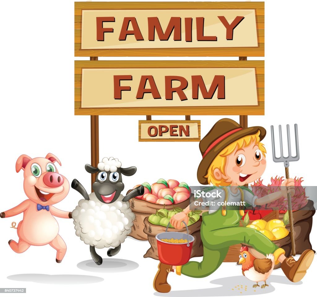 Farmer and farm products Farmer and farm products illustration Agricultural Field stock vector