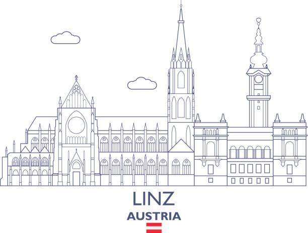 Linz City Skyline, Austria Linz Linear City Skyline, Austria linz austria stock illustrations
