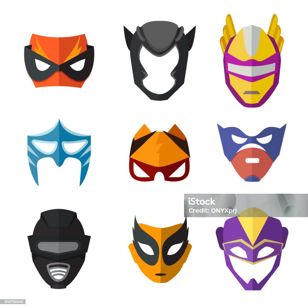 Masques Super Héros Différents Pour Les Enfants Illustrations Vectorielles  En Style Plat Vecteurs libres de droits et plus d'images vectorielles de  Super-héros - iStock
