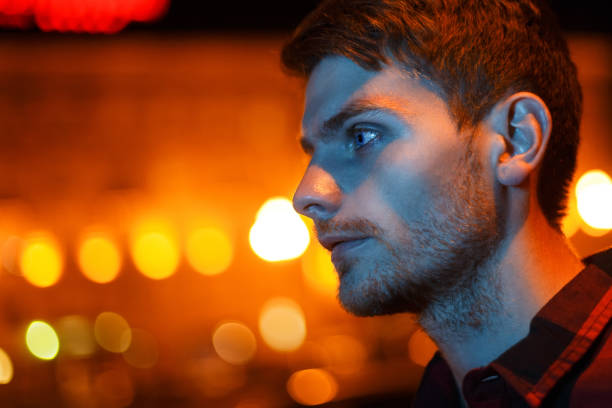 istock Night portrait of hipster man 840754924