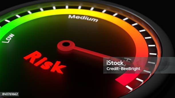 Risk Management Concept Meter Showing High Risk Stock Photo - Download Image Now - Risk, Business, Risk Management