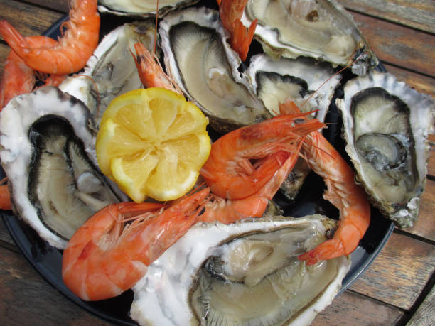 istock Seafood dish  Oysters and Shrimps 840767324