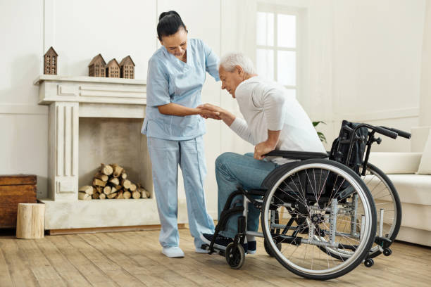 istock Nice senior man getting out from the wheelchair 840774166