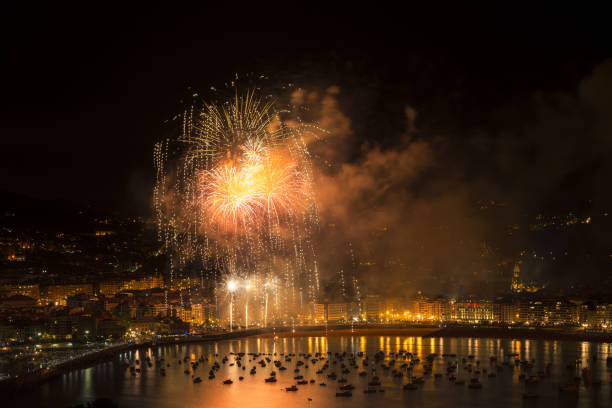istock Fireworks at San Sebastian over La Concha beach 840781482
