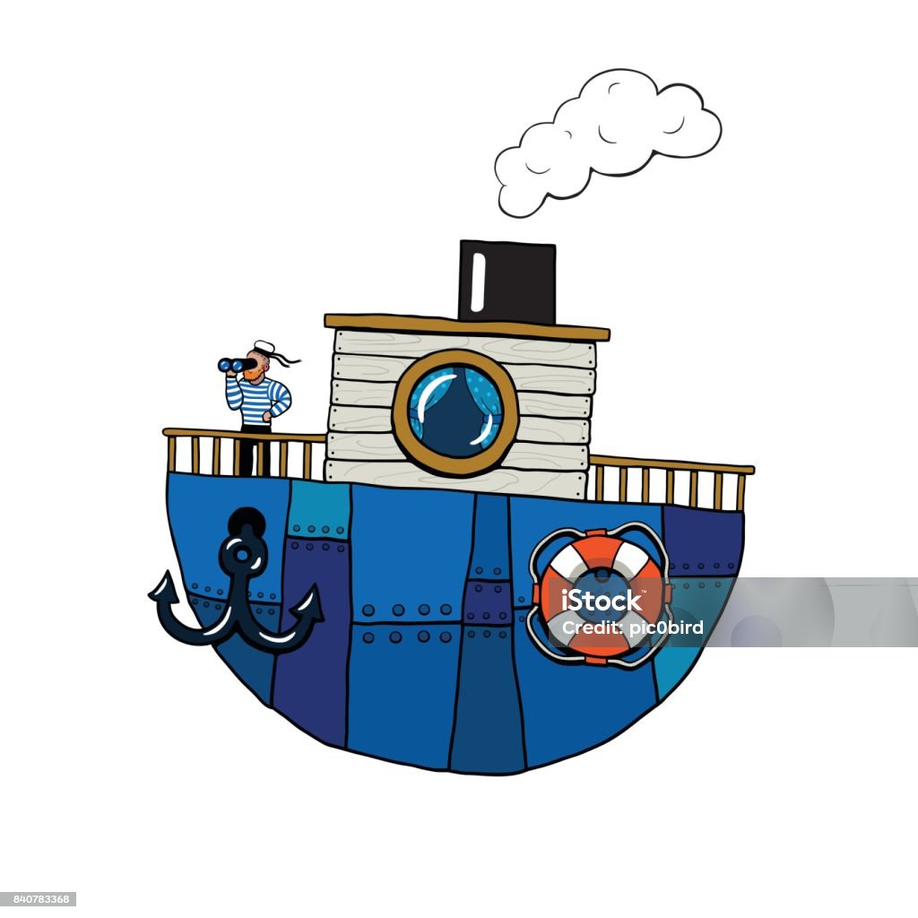 Lonely sailor The lonely sailor are sailing on a ship across the sea Child stock vector
