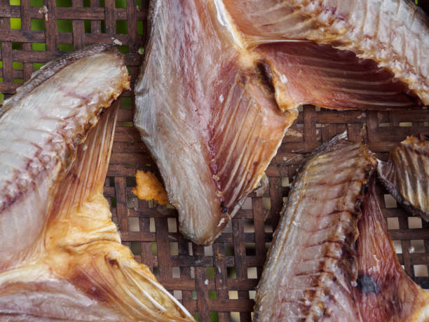 istock Close up dried salted fish on threshing basket 840788378