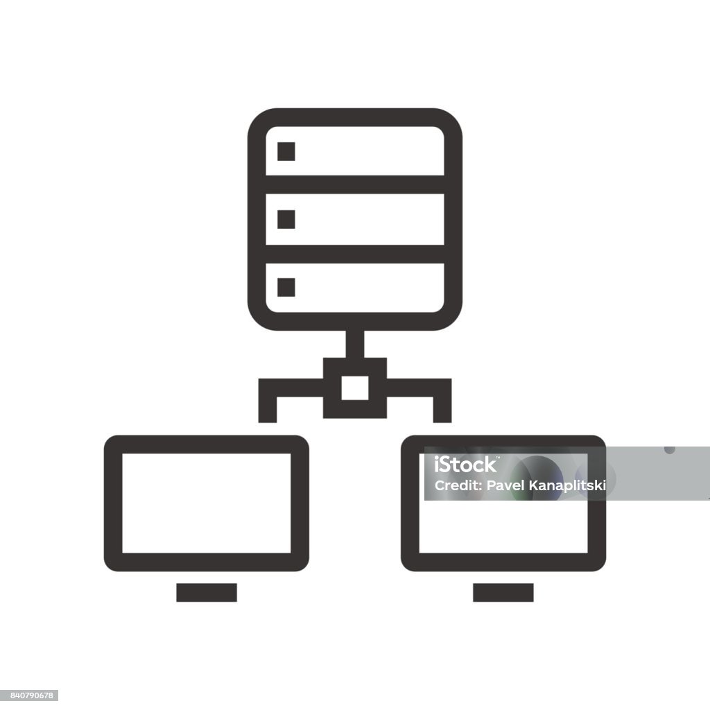 Connection Between Computers And Server Stock Illustration - Download ...