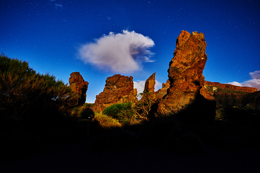 horizontal nature background of volcanic rocks in Tenerife.