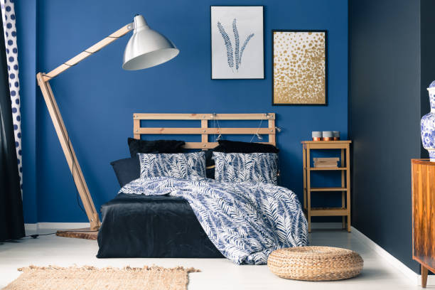 istock Indigo tones in classy bedroom 840802706