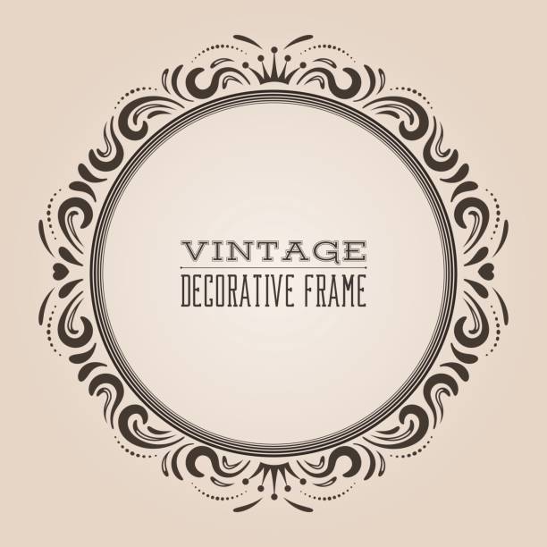 illustrazioni stock, clip art, cartoni animati e icone di tendenza di cornice rotonda vintage decorata, design decorativo in stile barocco vittoriano e reale. - mirror ornate silhouette vector